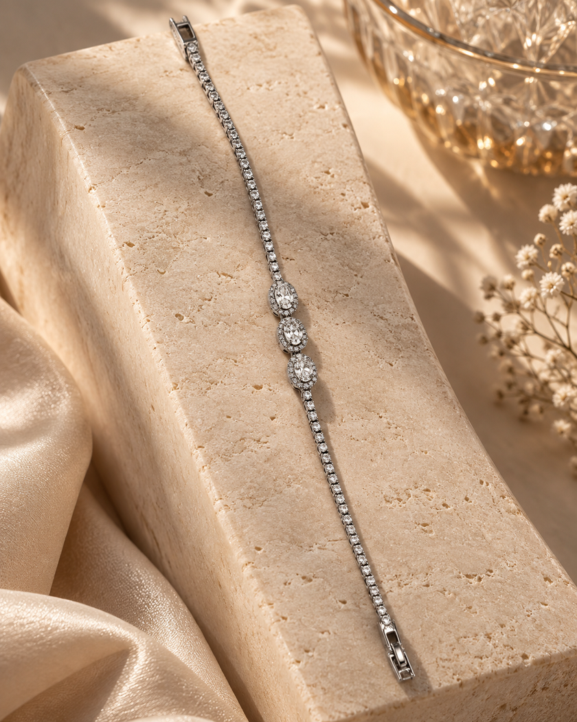 Agnes Oval Halo Trio Bracelet by House of Surè