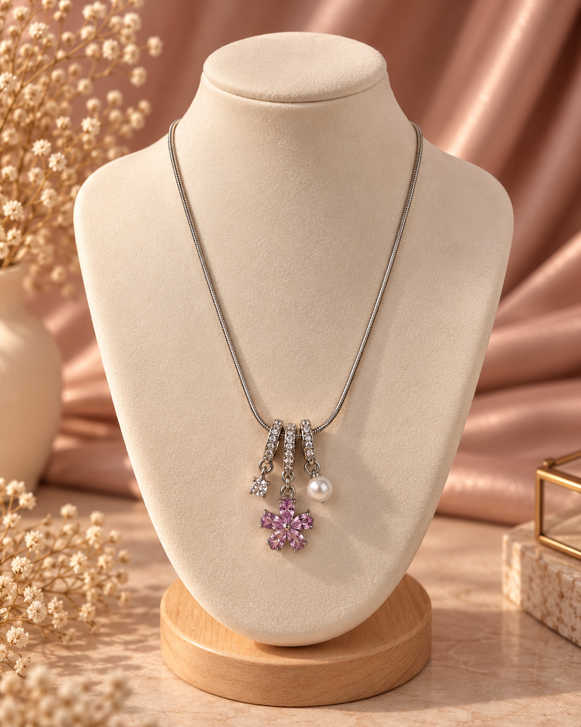 Alice Pink Charm Necklace by House of Surè