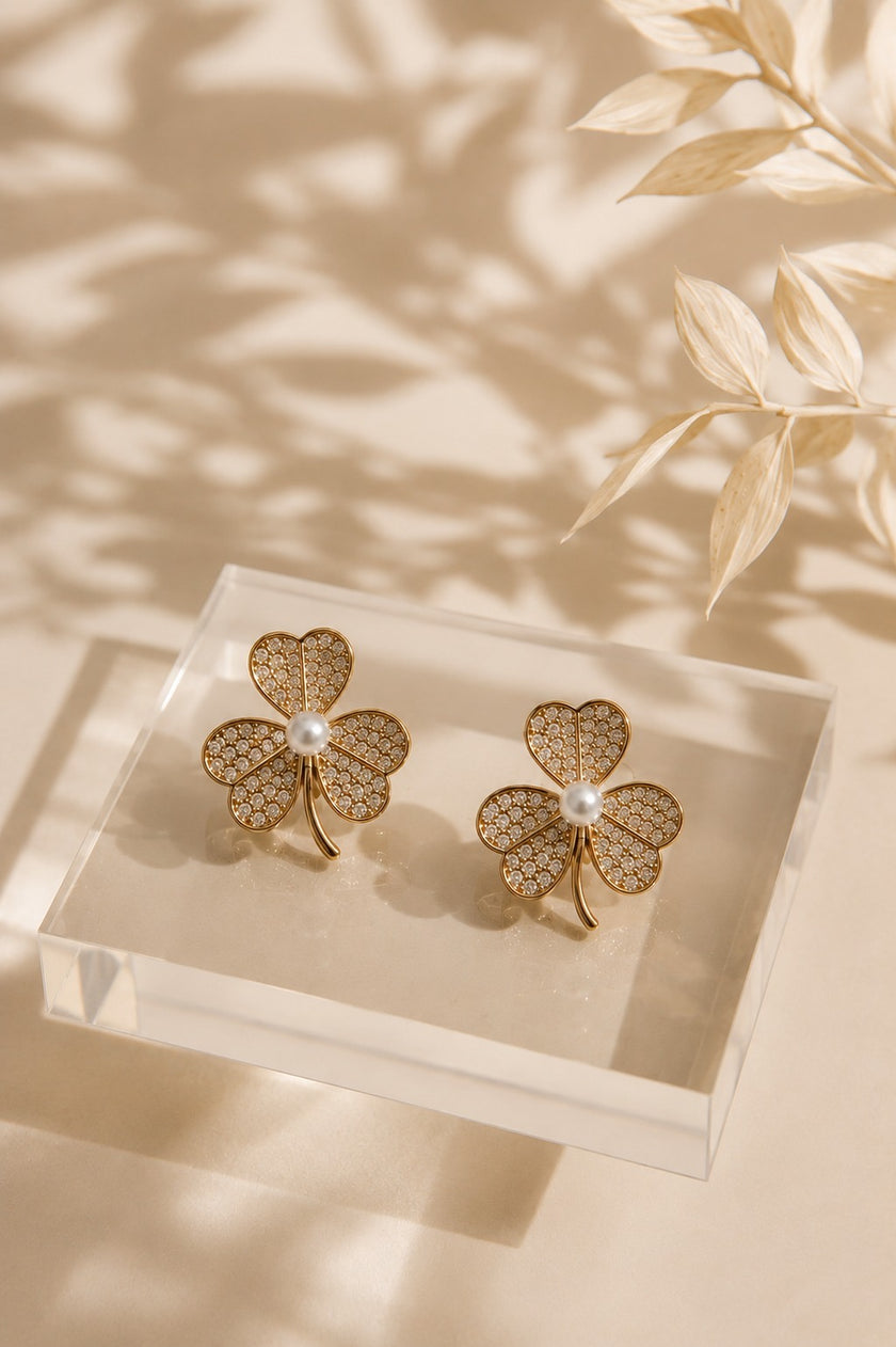Diana Clover Pearl Studs by House of Surè