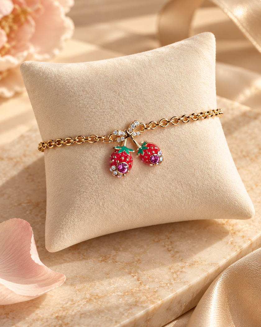 Eleanor Strawberry Charm Bracelet by House of Surè