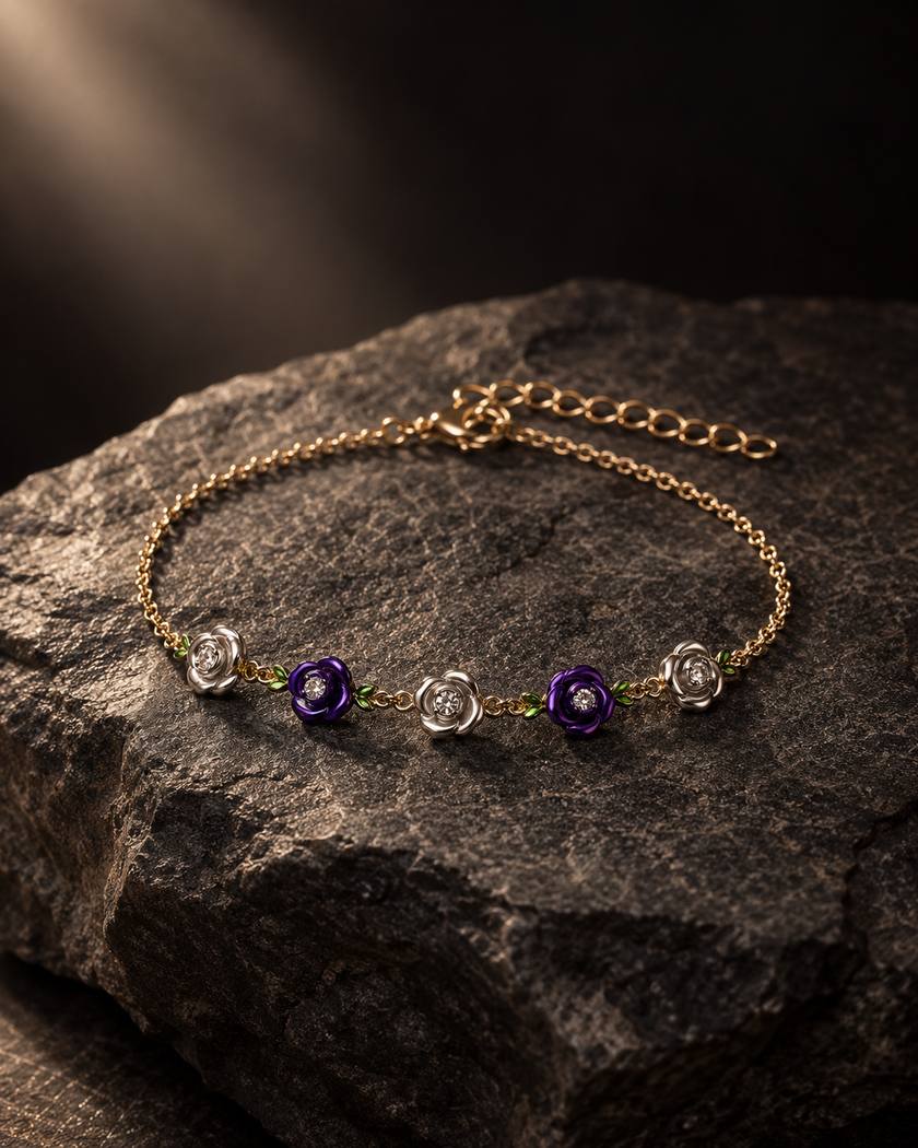 Frances Enamel Rose Bracelet by House of Surè