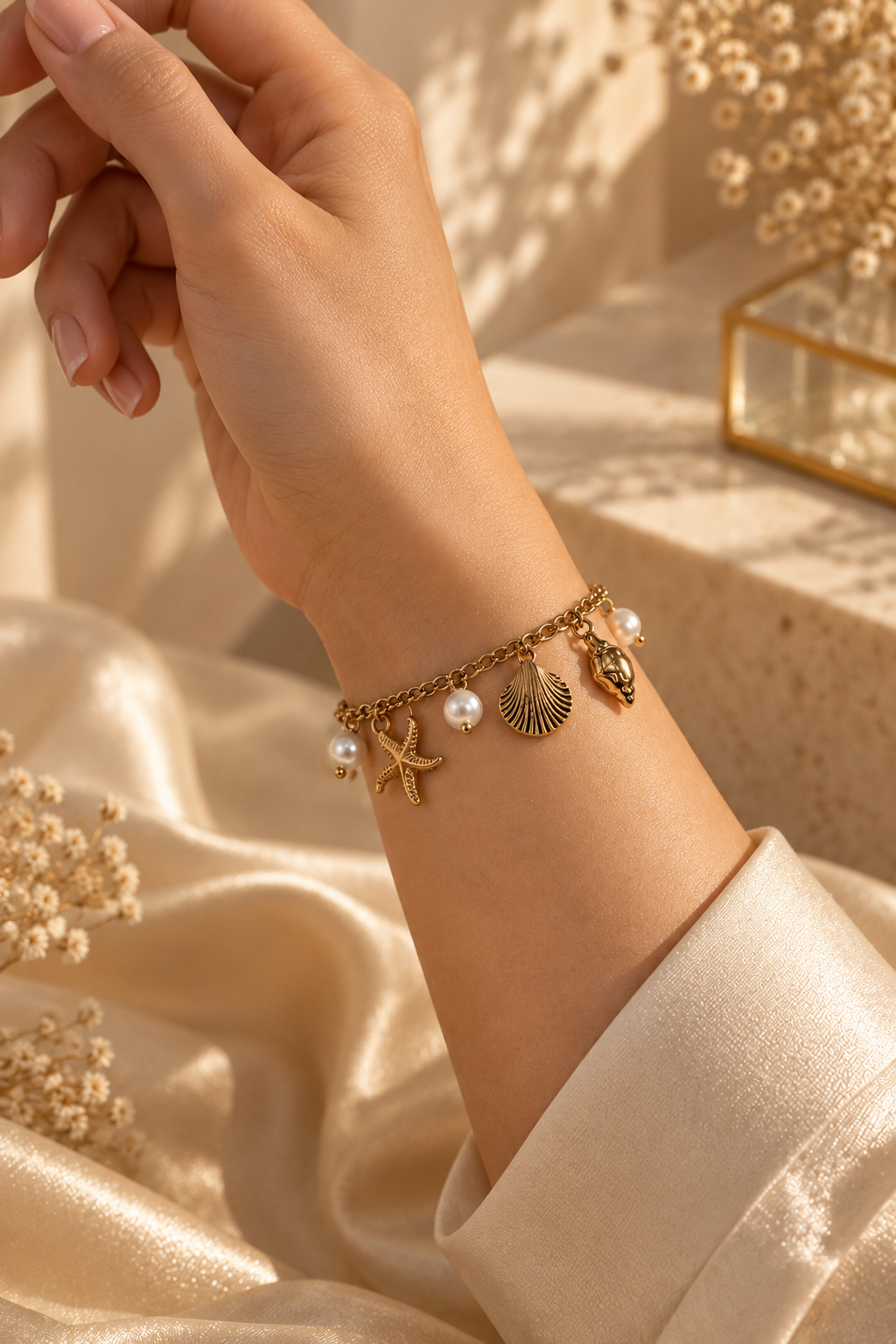 Grace Shell and Pearl Charm Bracelet by House of Surè