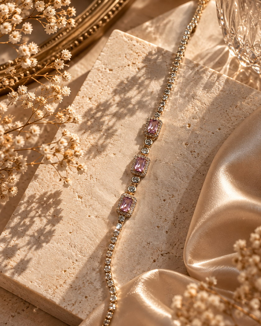 Jane Pink Stone Tennis Bracelet by House of Surè