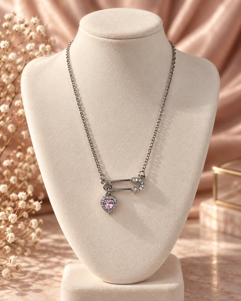 Rose Pink Cushion Pendant Necklace by House of Surè
