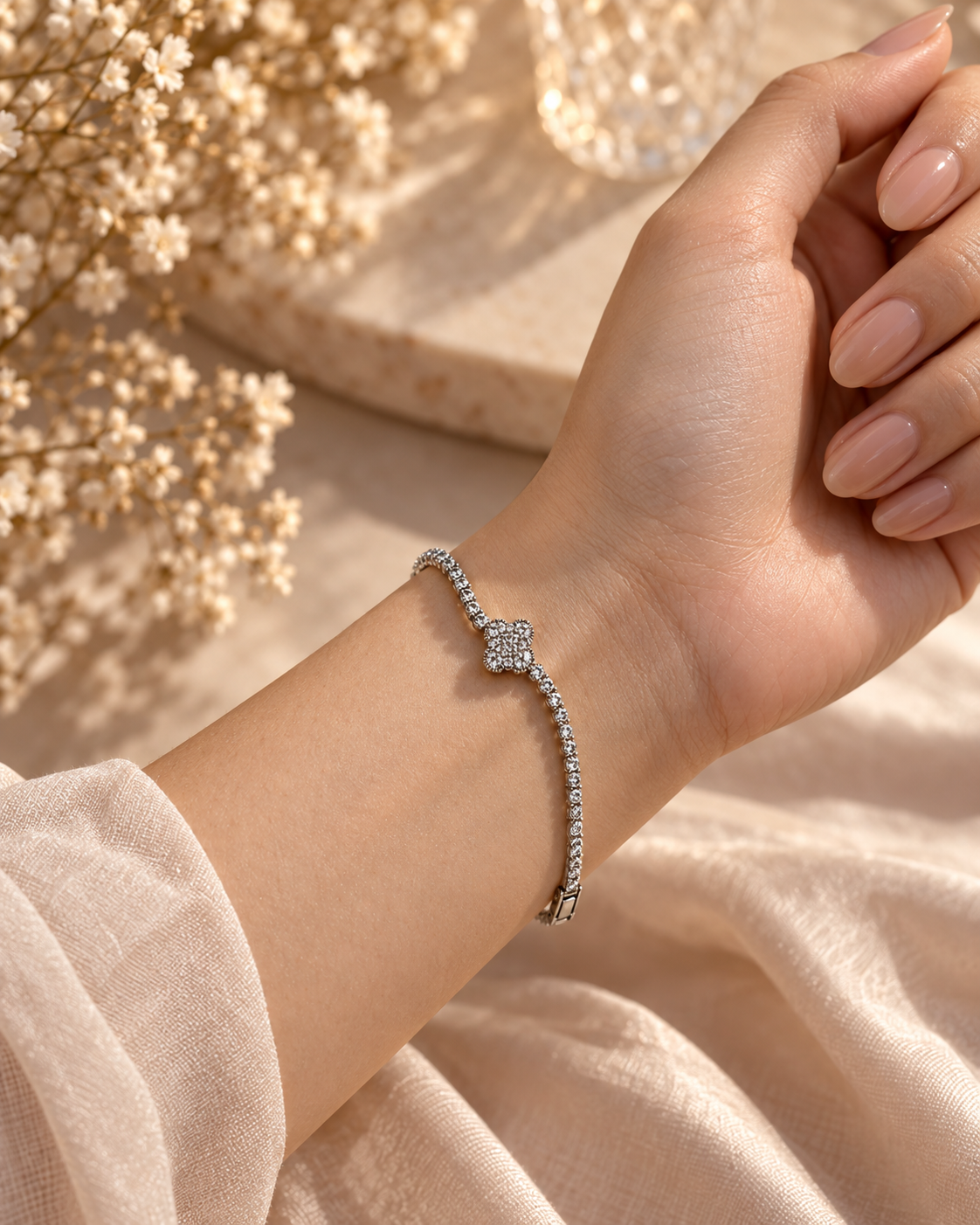 Adele Pear Station Tennis Bracelet by House of Surè