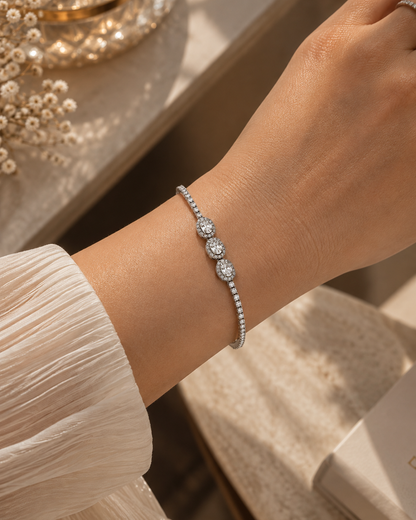 Agnes Oval Halo Trio Bracelet by House of Surè