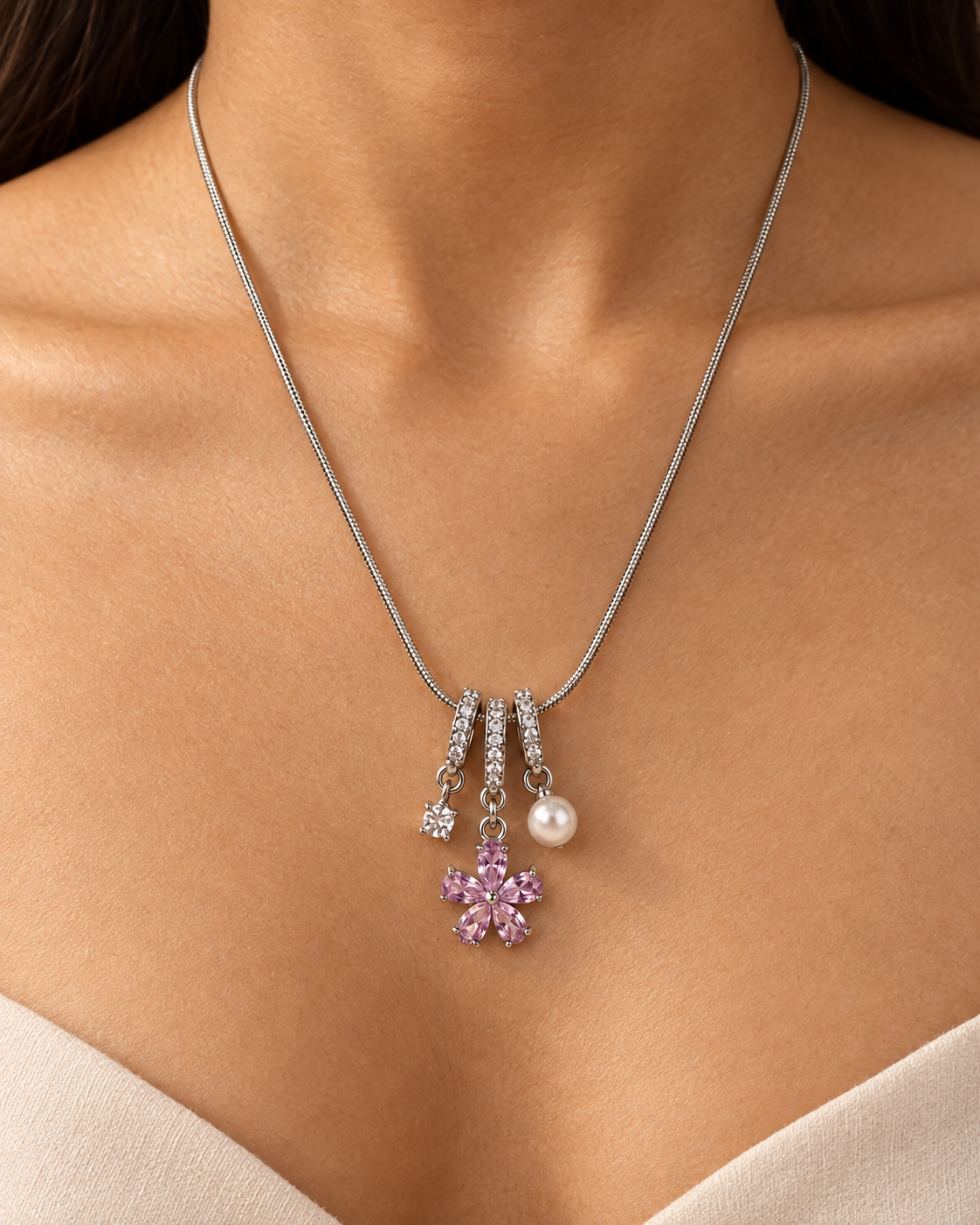 Alice Pink Charm Necklace by House of Surè