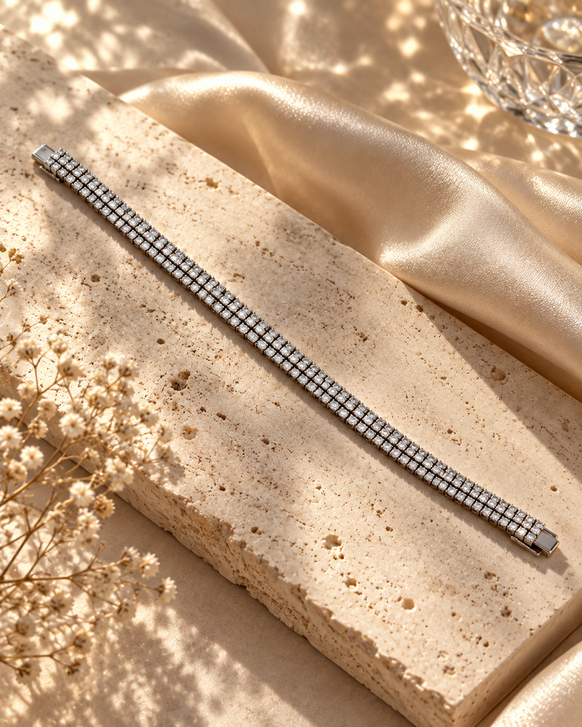 Alice Silver Triple Row Tennis Bracelet by House of Surè