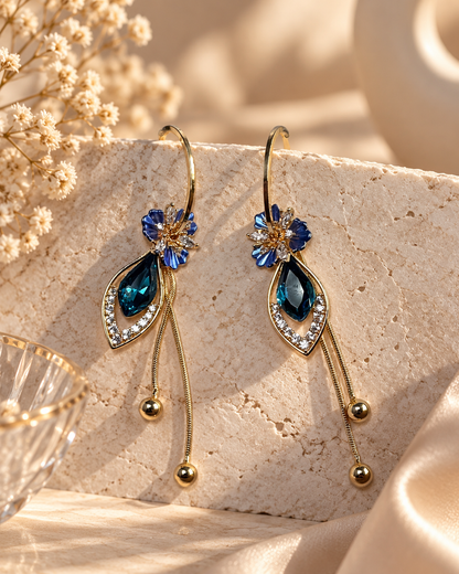 Anna Blue Navette Drop Earrings by House of Surè