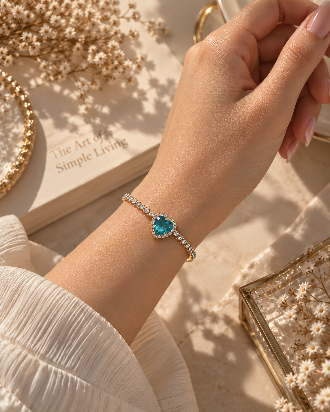 Beatrice Aqua Heart Bracelet by House of Surè