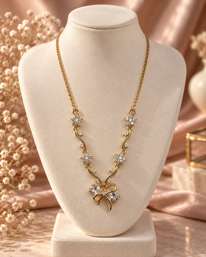 Beatrice Floral Bow Necklace by House of Surè