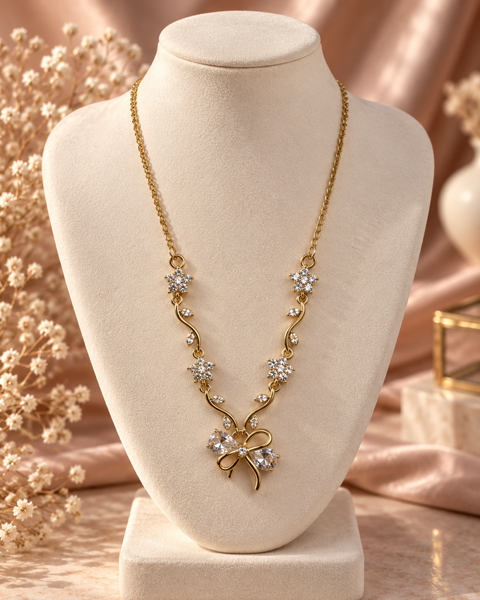Beatrice Floral Bow Necklace by House of Surè