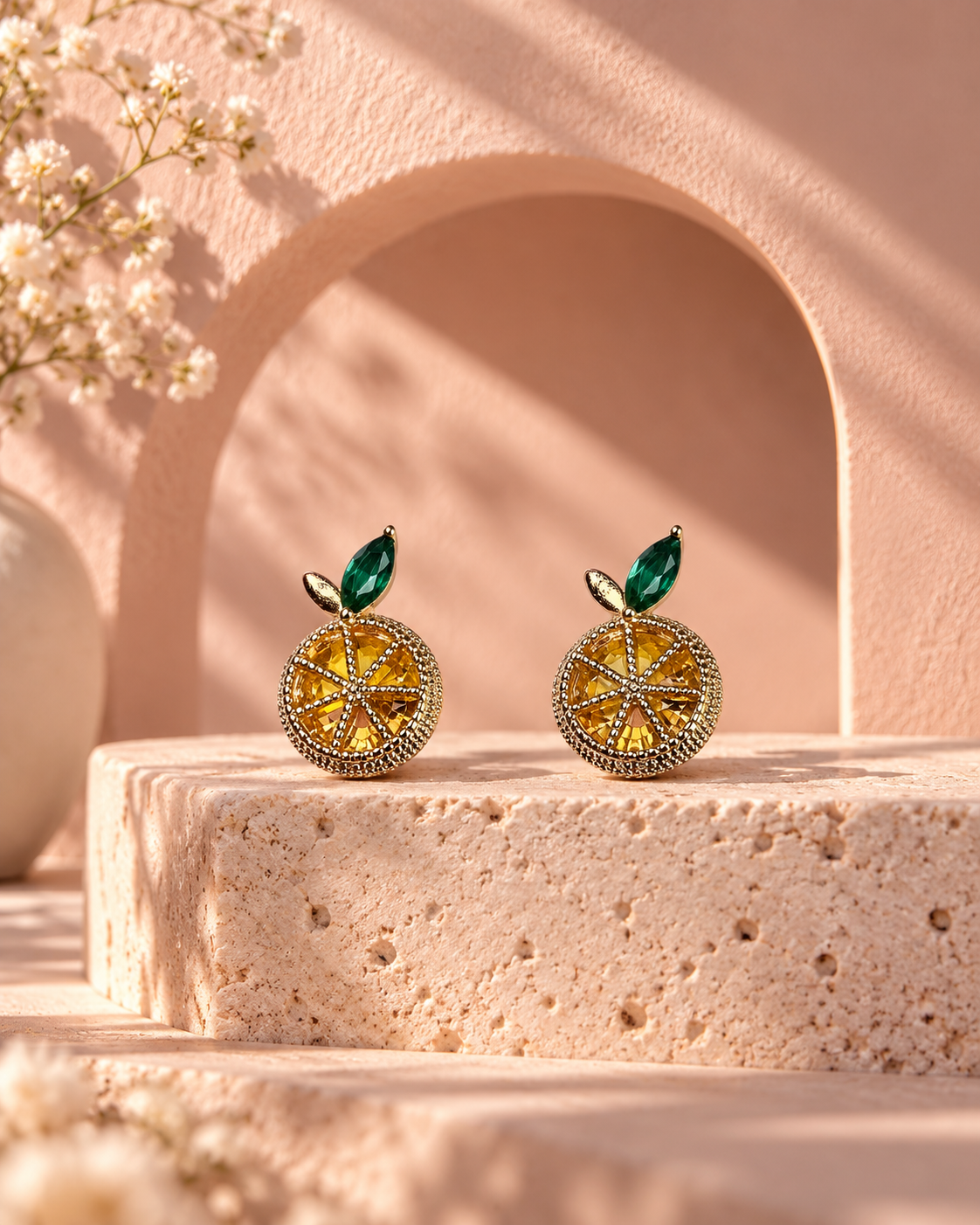 Clara Lemon Enamel Studs by House of Surè