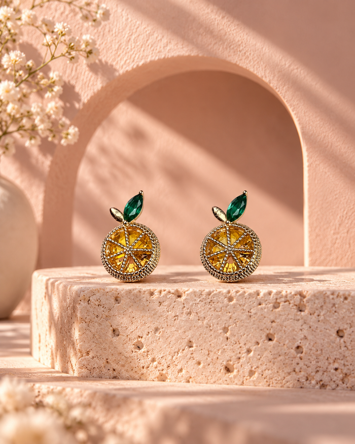 Clara Lemon Enamel Studs by House of Surè