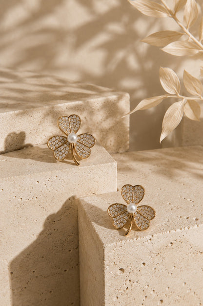 Diana Clover Pearl Studs by House of Surè