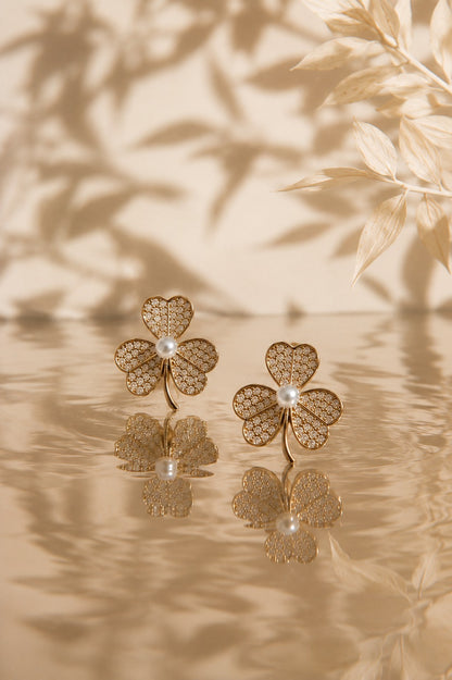 Diana Clover Pearl Studs by House of Surè