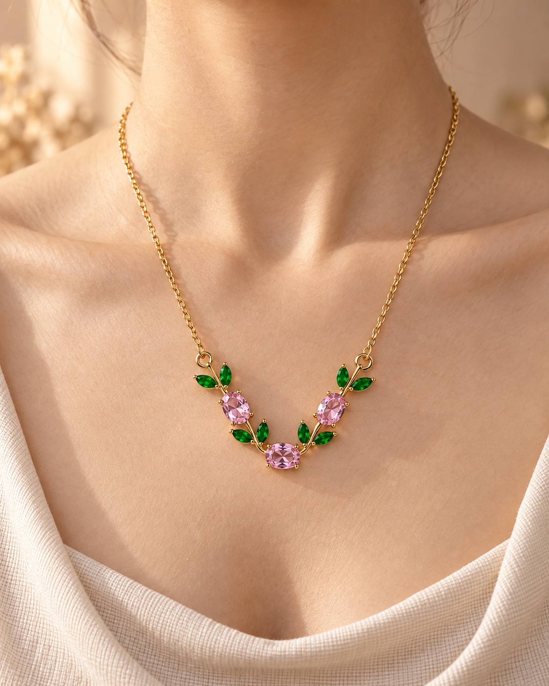 Diana Pink Blossom Necklace by House of Surè
