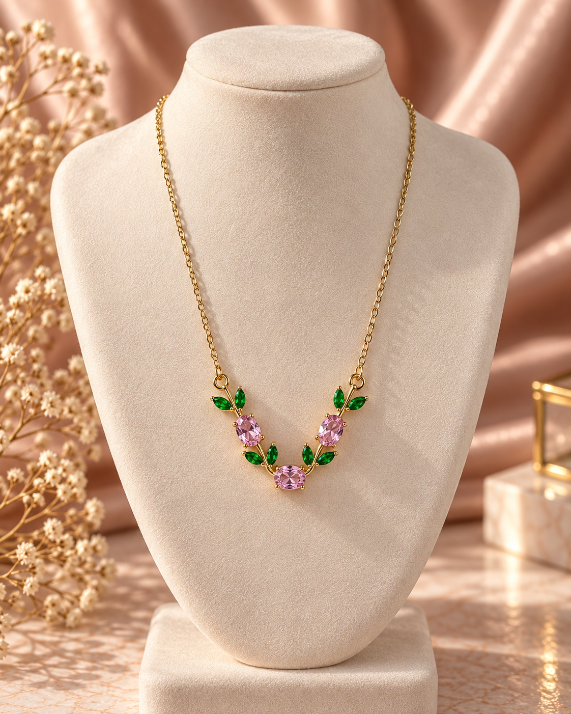 Diana Pink Blossom Necklace by House of Surè