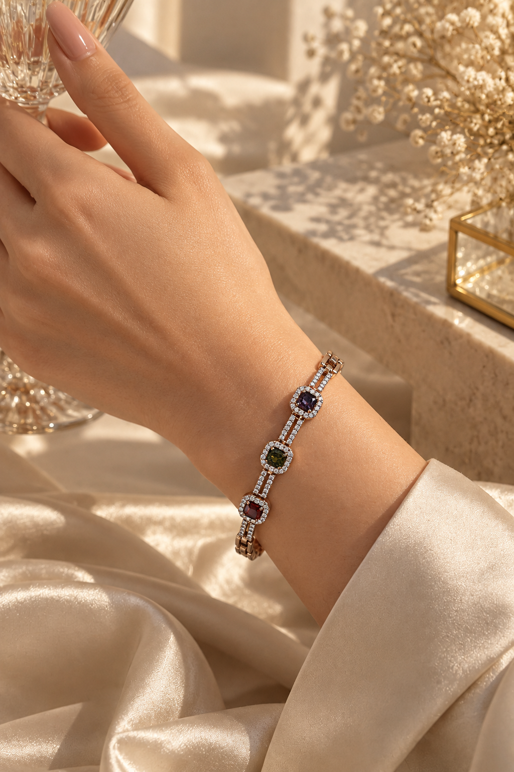 Edith Jewel Tone Station Bracelet by House of Surè