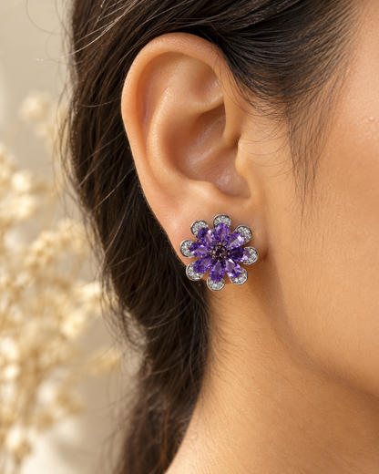 Edith Purple Daisy Studs by House of Surè