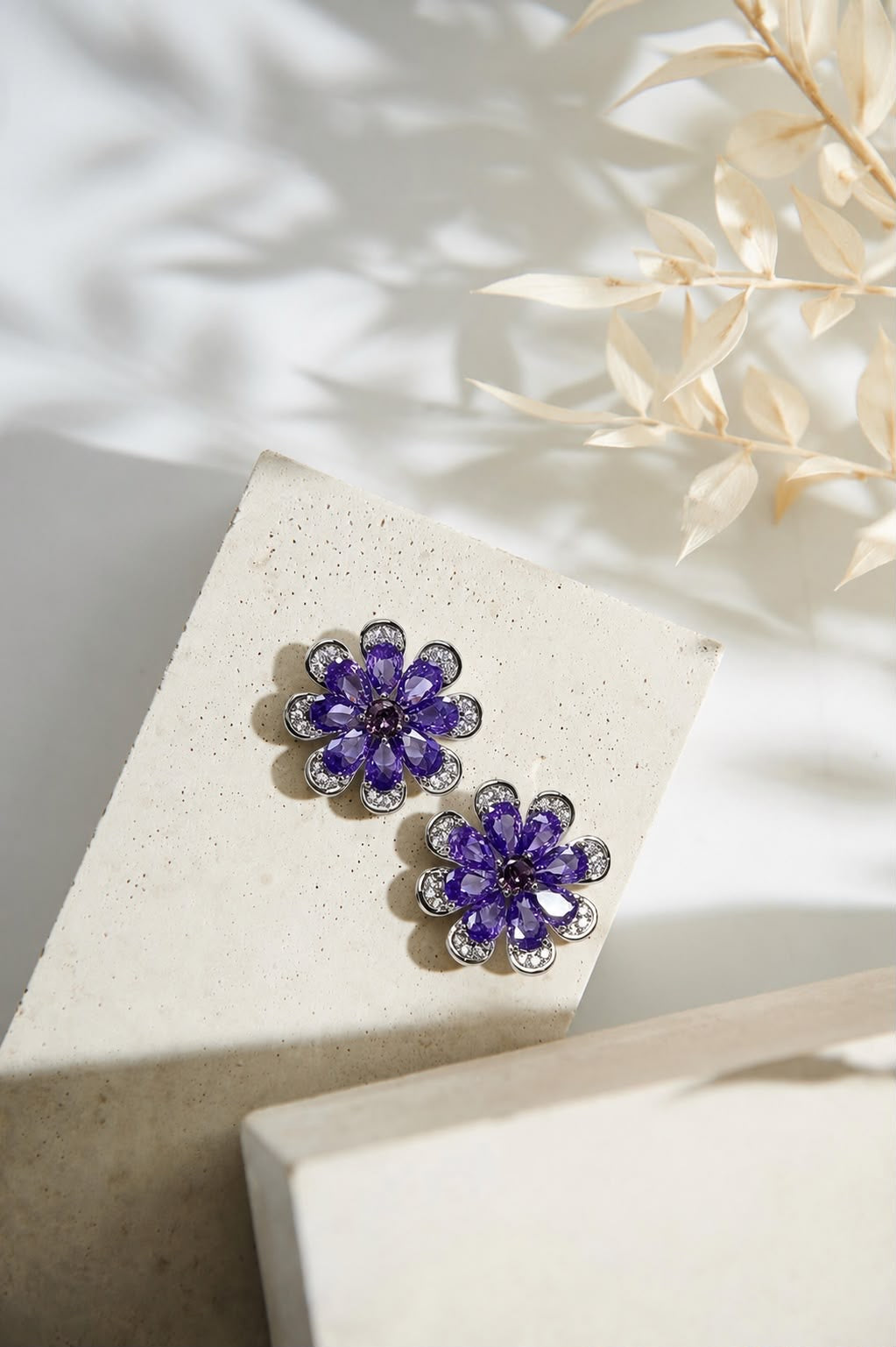 Edith Purple Daisy Studs by House of Surè