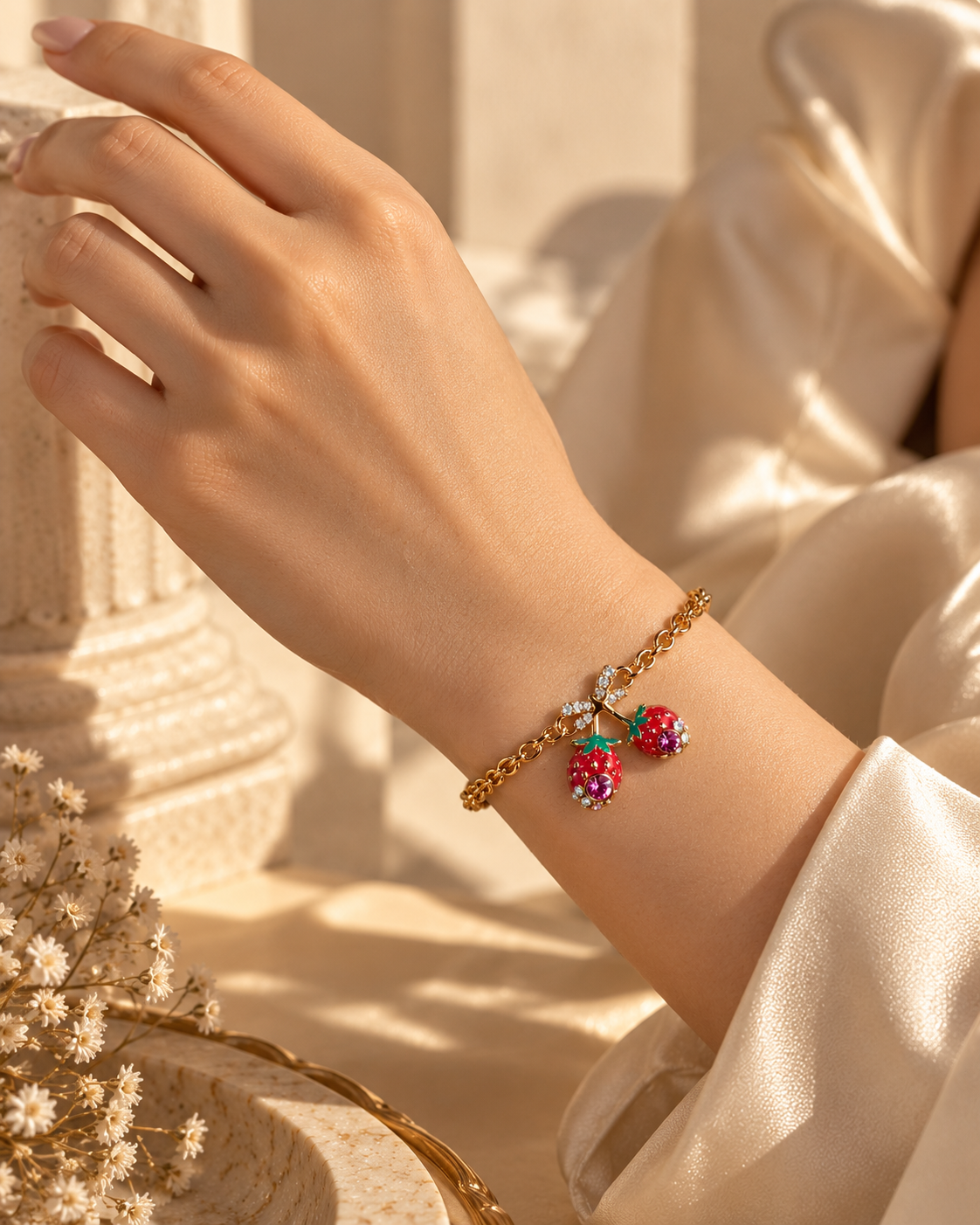 Eleanor Strawberry Charm Bracelet by House of Surè