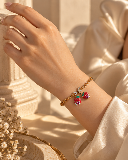 Eleanor Strawberry Charm Bracelet by House of Surè