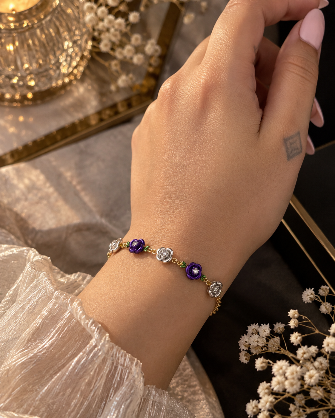 Frances Enamel Rose Bracelet by House of Surè