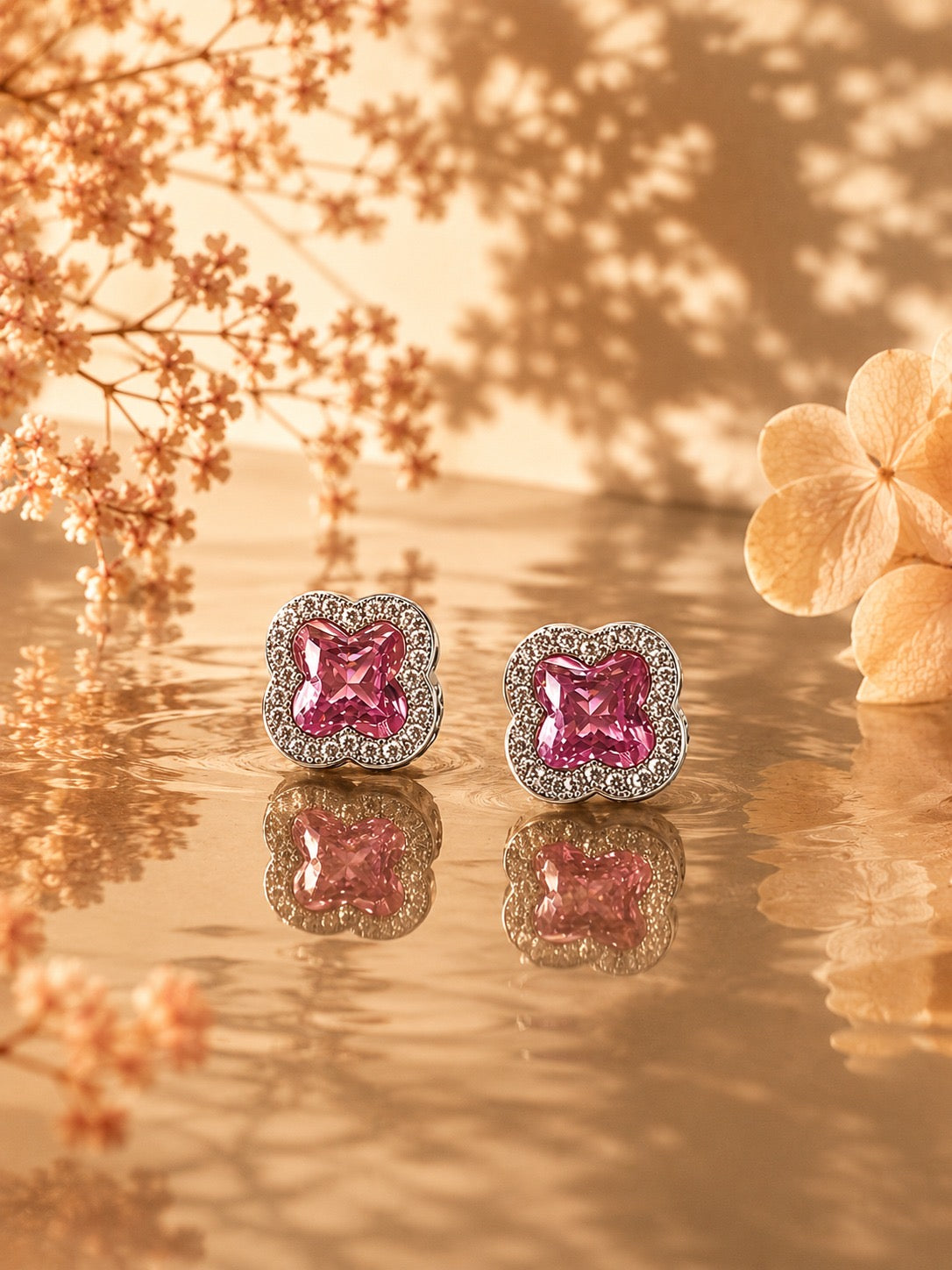 Grace Pink Cushion Halo Studs by House of Surè