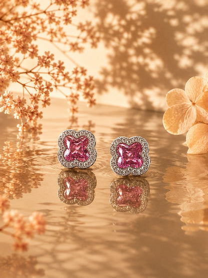 Grace Pink Cushion Halo Studs by House of Surè