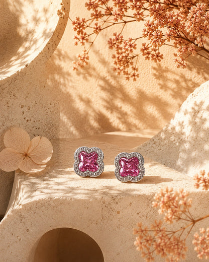 Grace Pink Cushion Halo Studs by House of Surè