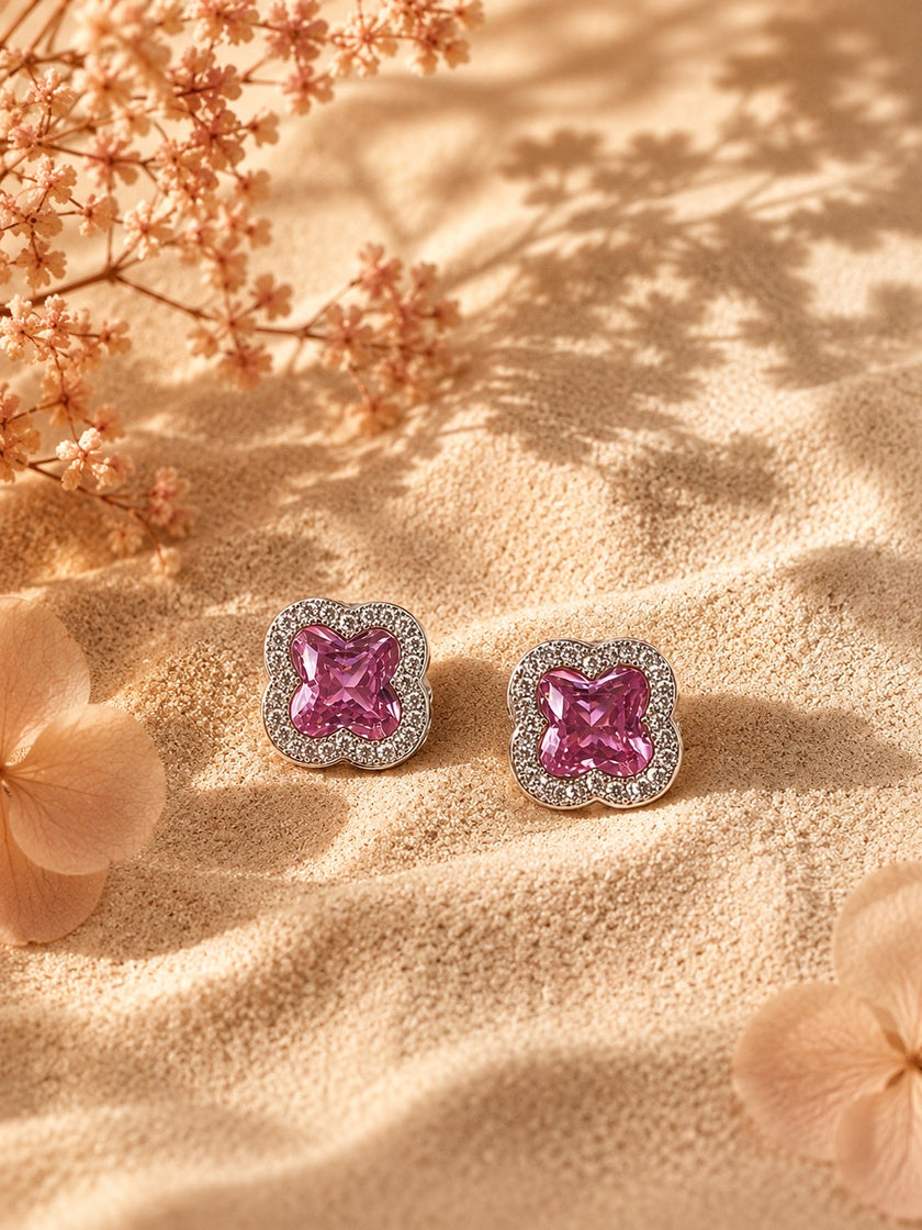 Grace Pink Cushion Halo Studs by House of Surè