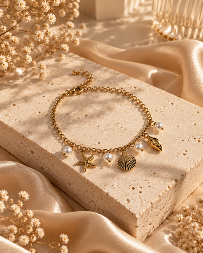 Grace Shell and Pearl Charm Bracelet by House of Surè