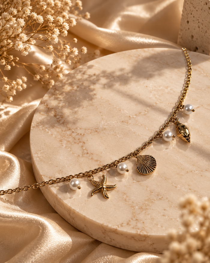 Grace Shell and Pearl Charm Bracelet by House of Surè