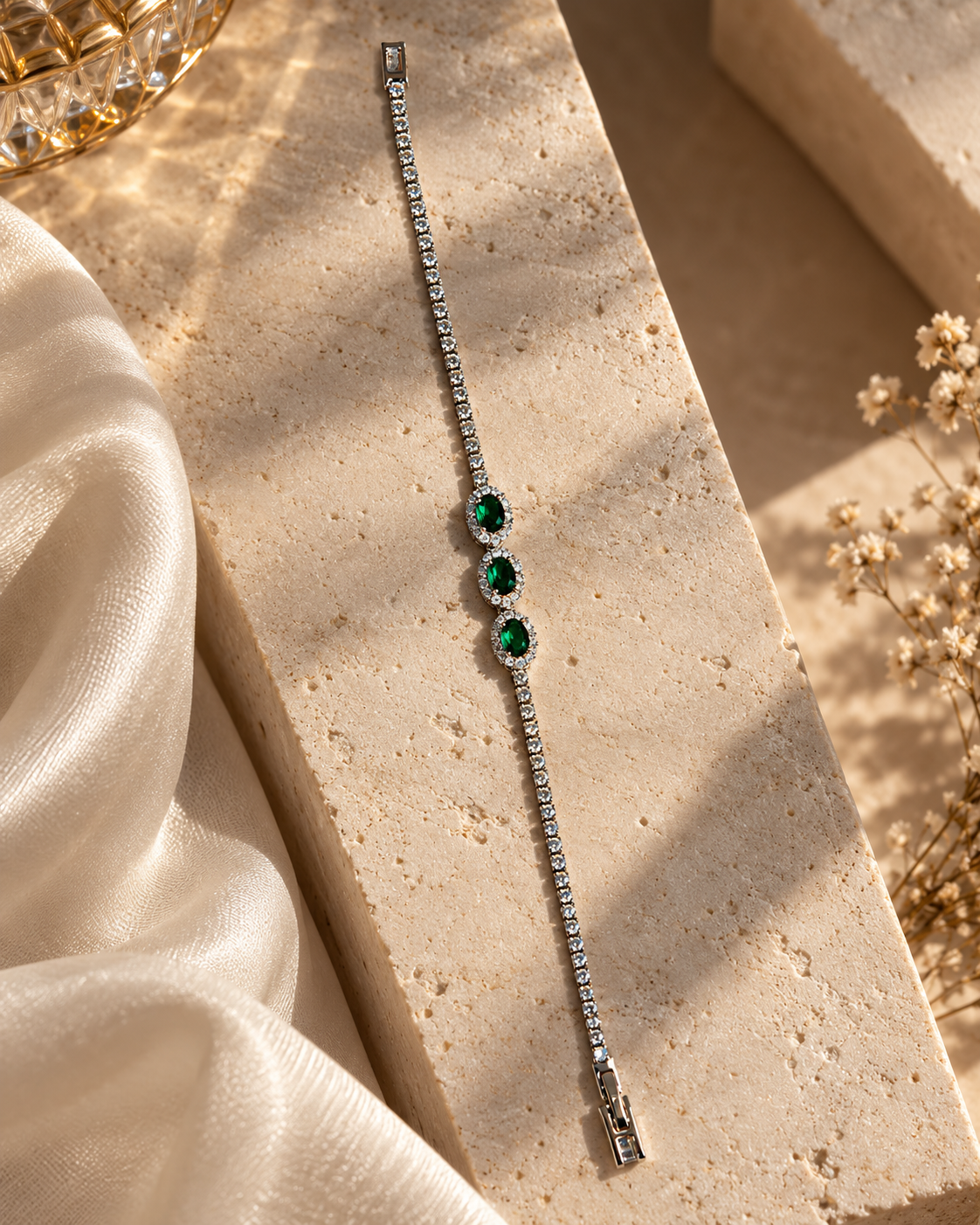 Iris Green Oval Station Bracelet by House of Surè