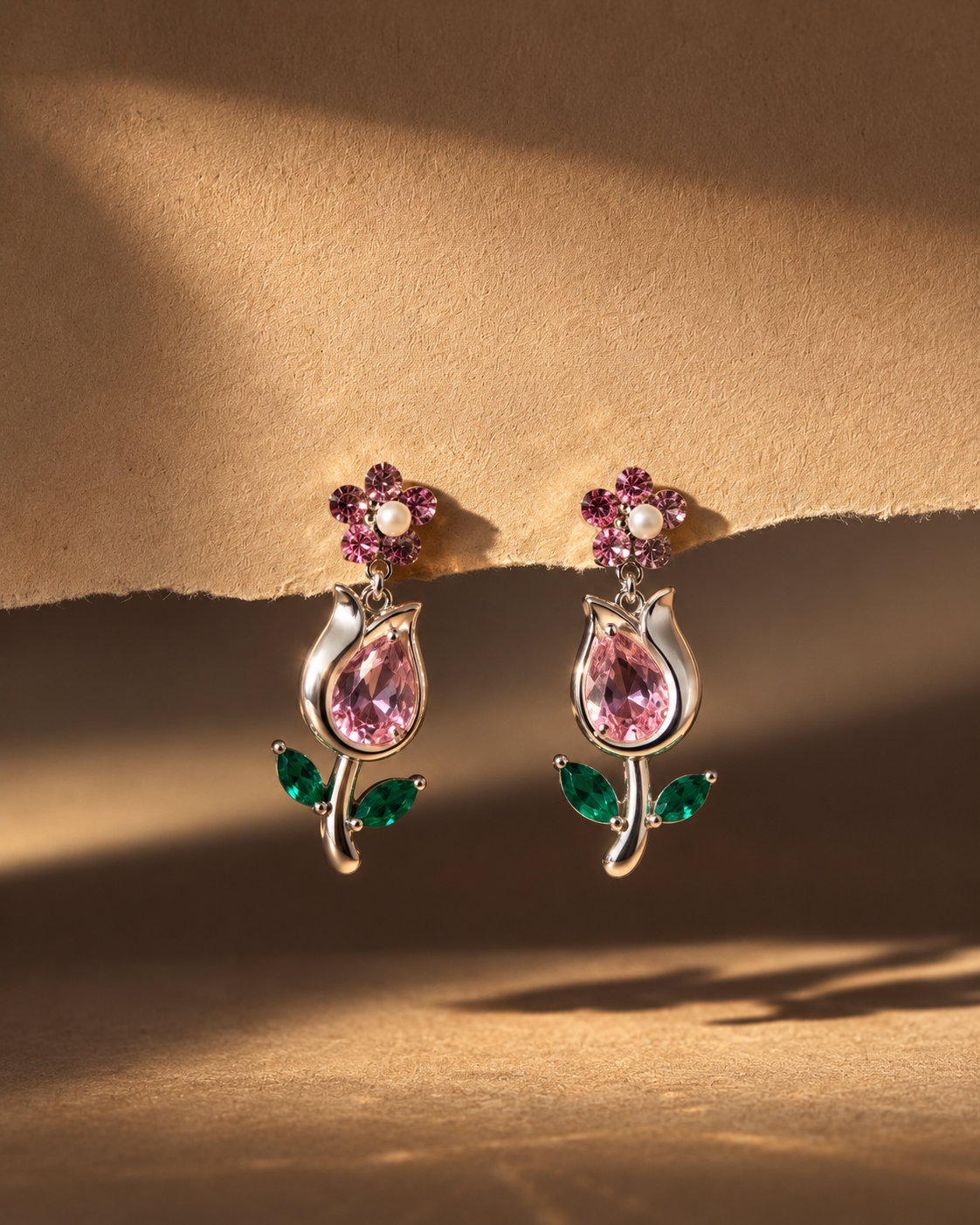 Margot Pink Tulip Drop Earrings by House of Surè