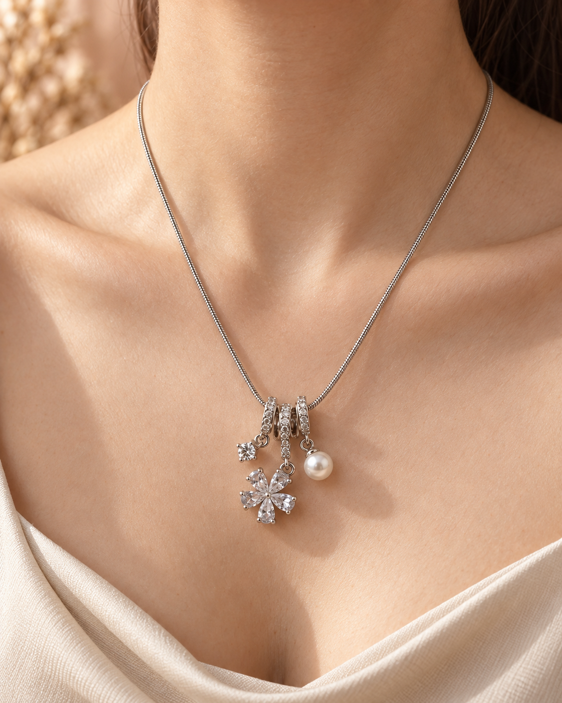 Marie Leaf and Pearl Necklace by House of Surè