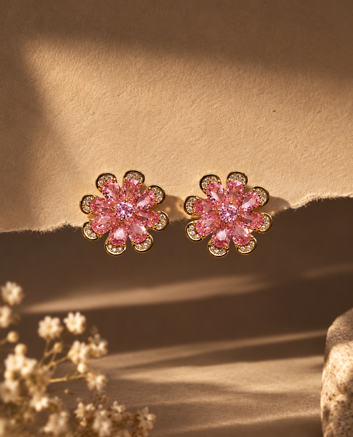 Marie Pink Petal Studs by House of Surè