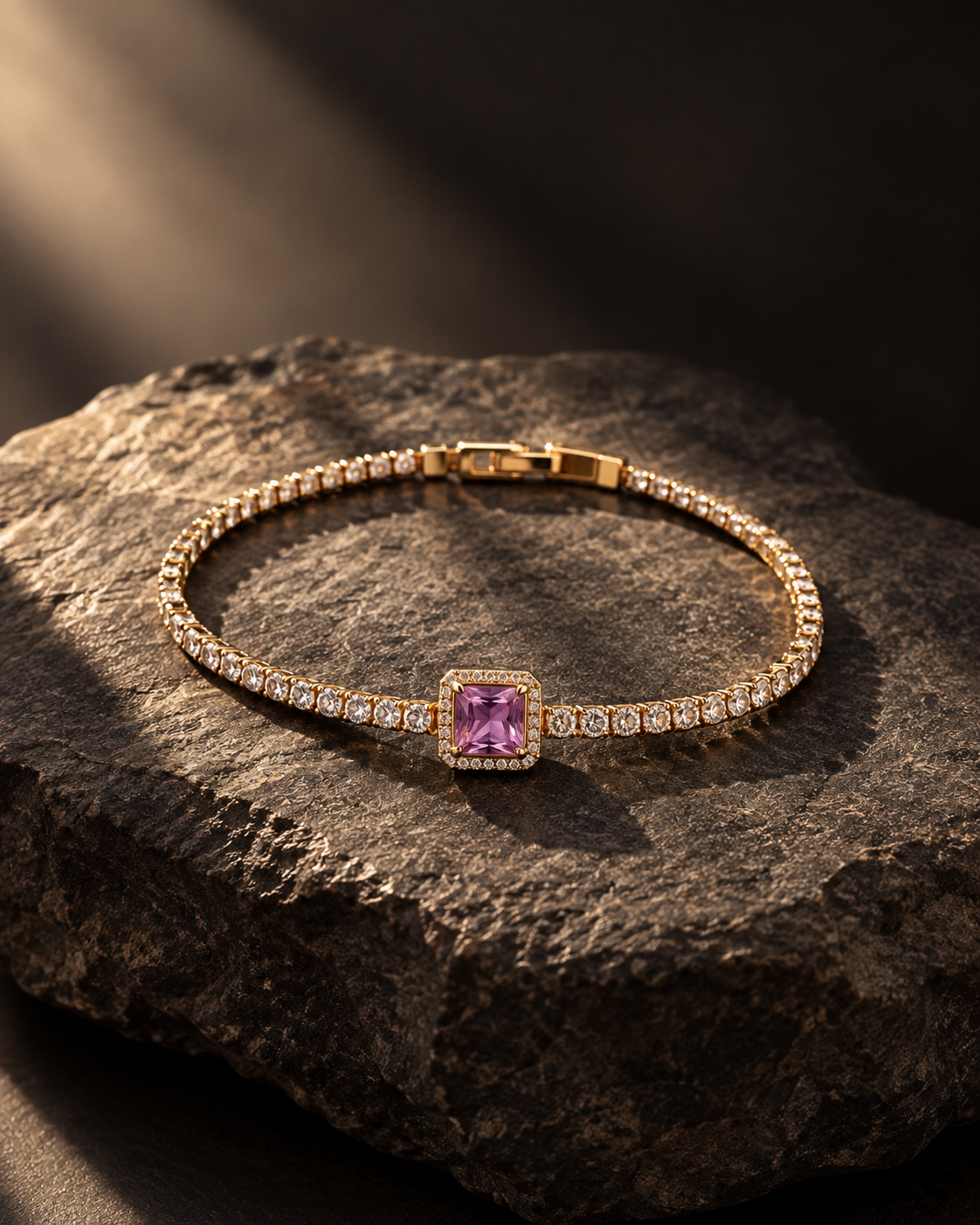Odette Pink Square Halo Bracelet by House of Surè