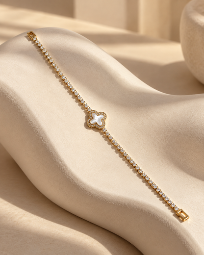 Pauline Mother of Pearl Clover Bracelet by House of Surè