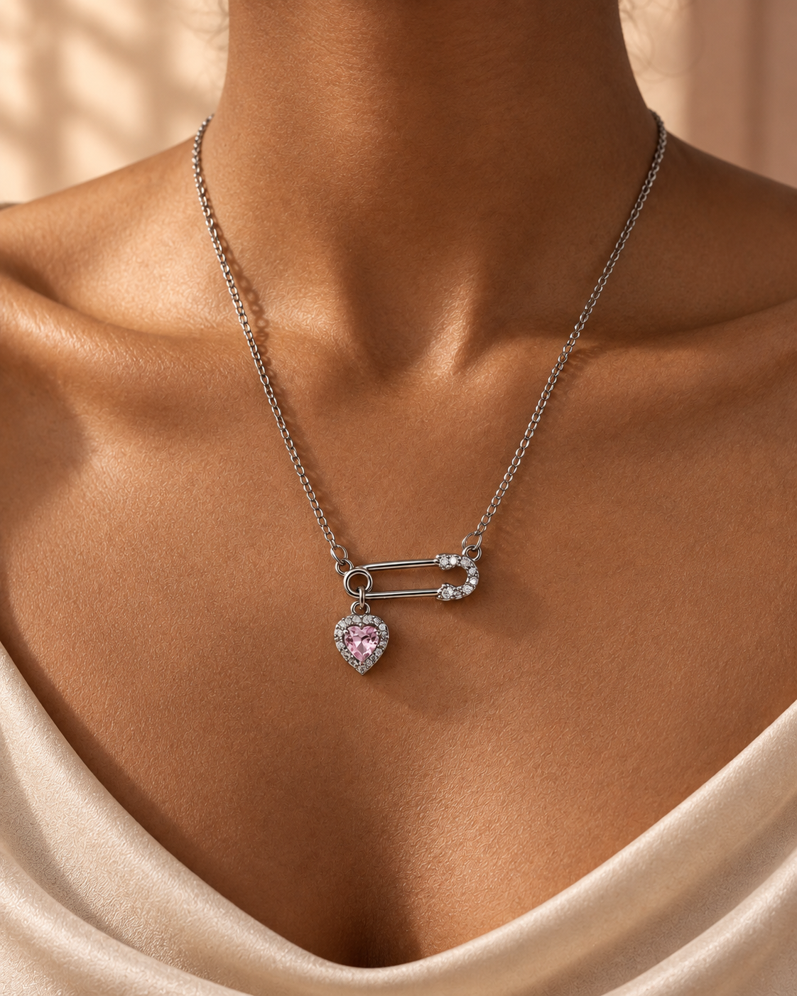 Rose Pink Cushion Pendant Necklace by House of Surè