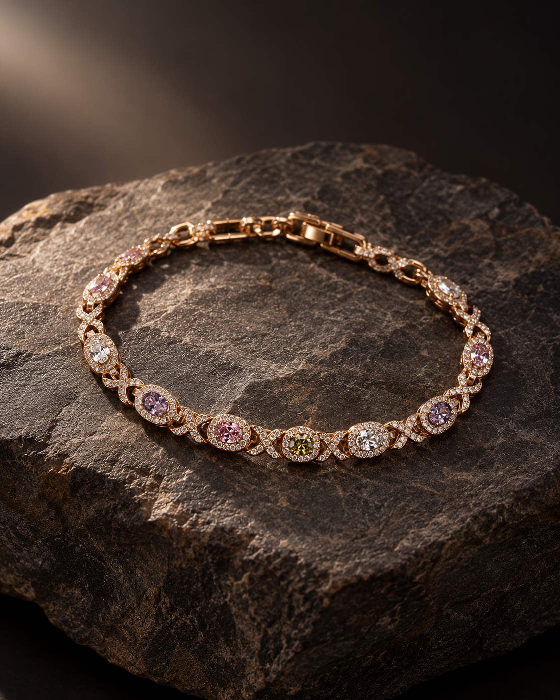 Sylvie Pastel Oval Halo Bracelet by House of Surè